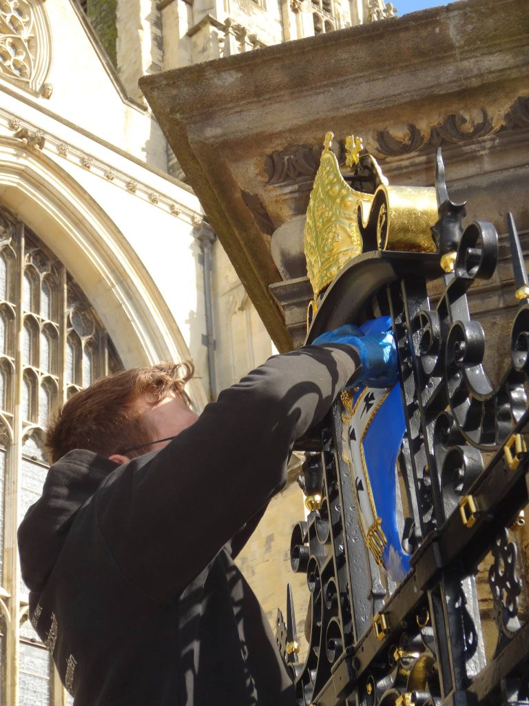 Michael Hart Blacksmith working on Canterbury Cathedral iron gates